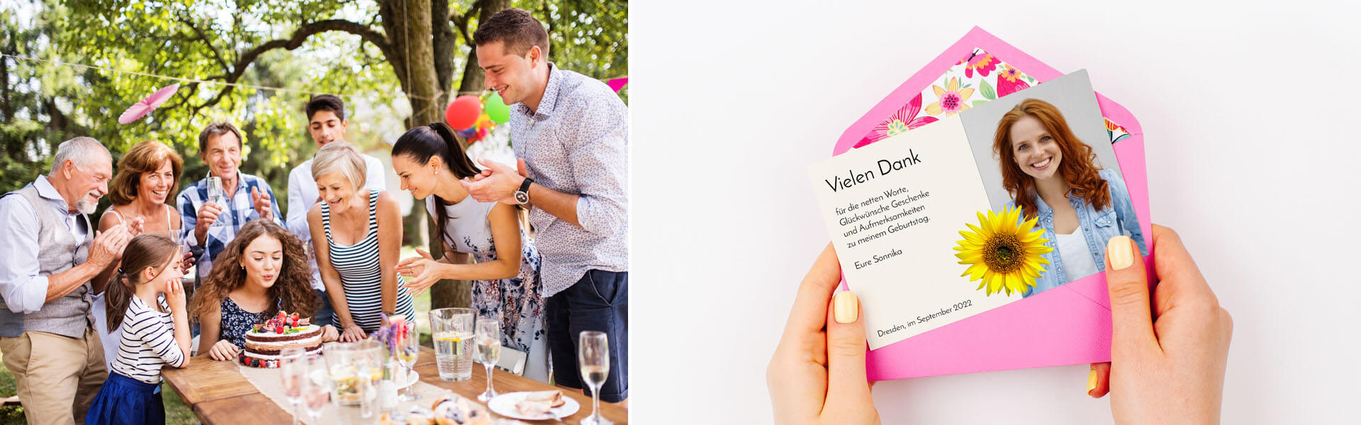 Dankeskarten Geburtstag Dankeskarten Geburtstag mit Blumen und Blüten und passendem Umschlag