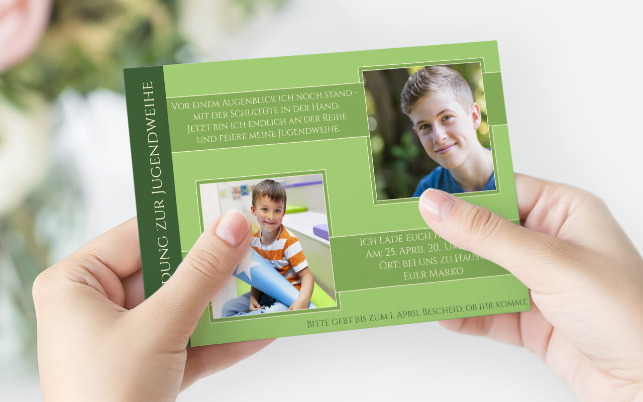 Einladungskarten zur Jugendweihe in vielen Farben Einladungen zur Jugendweihe in vielen Farben