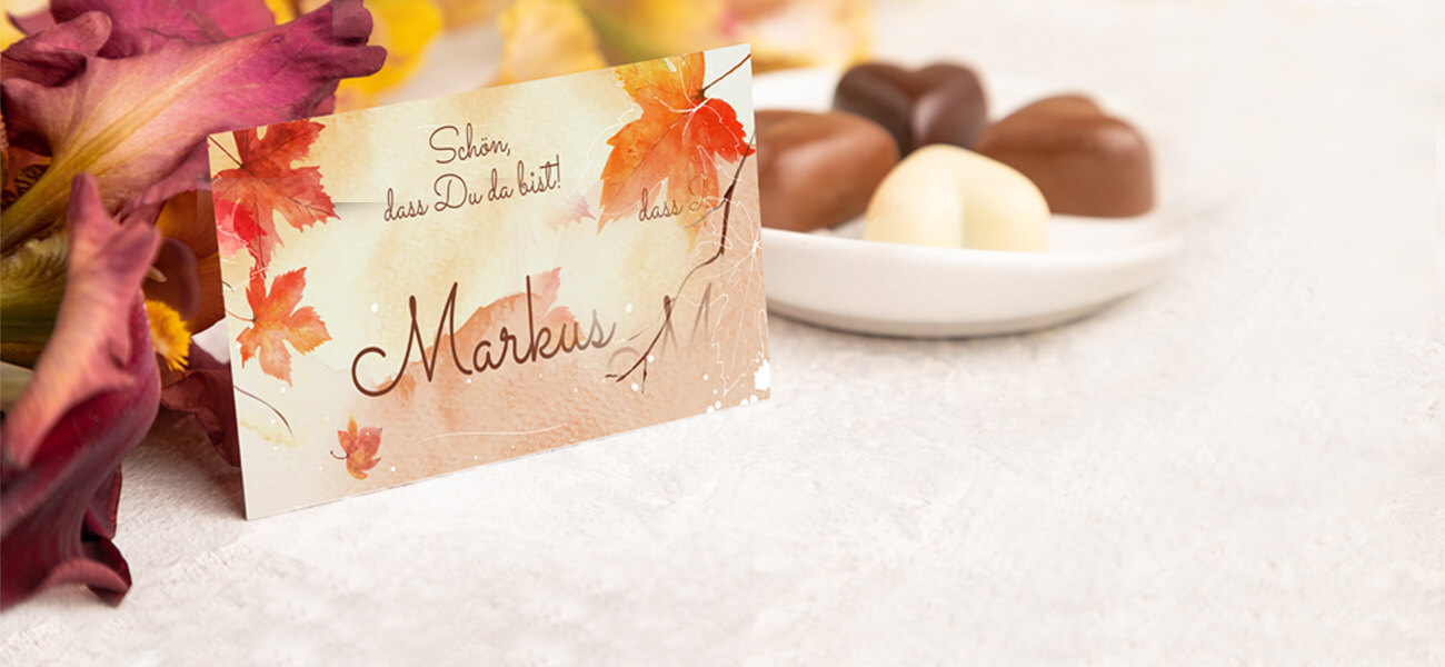 Tischkarten mit Herbstmotiven